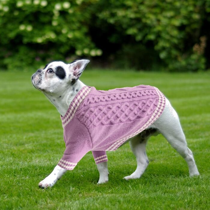 Теплий в'язаний пуловер для собак великих порід, V-подібний виріз, для Французького бульдога, Лабрадора, Німецької вівчарки (Lila XXL) 2XL Lila