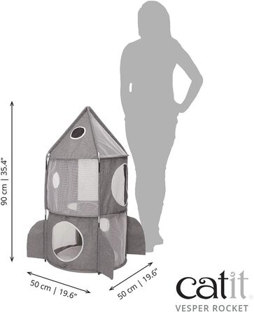 Будинок для котів Catit Vesper Turm у формі ракети з м’якою подушкою, сірий
