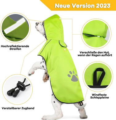 Дощовик для собак, розмір S, зелений, водонепроникний, з капюшоном, відбиваючий, Ultraleicht DQGHQME