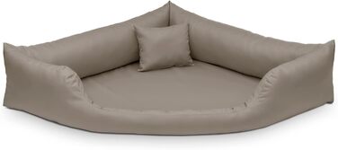 Лягушкове ліжко для собак Juelle з екошкіри, кутове, для середніх та великих собак, з м'яким подушкою, диван Gabi M-XXL (Brüder Beige), колір: Бежевий, розмір: M - 80x80x20 см
