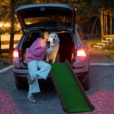 Рампа для собак з штучним газоном, складана, для автомобіля, 156 x 40 см, до 90 кг, зелена