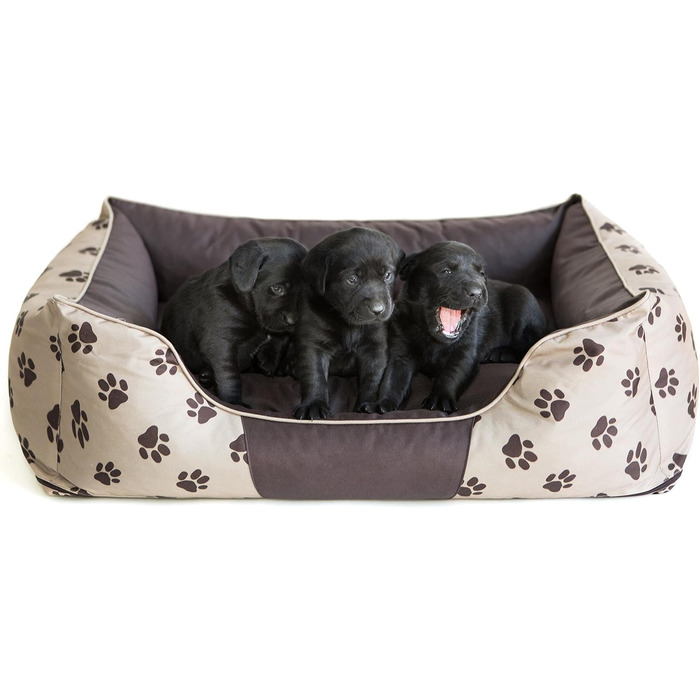 Крісло-ліжко для собак, лежанка для тварин XXL 110x90 см, бежева з лапами