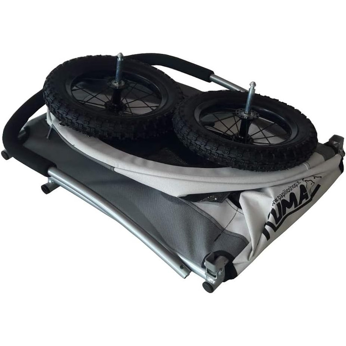 Papilioshop Kuma: візок для собак, причіп для велосипеда, а також переносний лежак для тварин. Легкий та стабільний, ідеальний для прогулянок та транспортування. Сірий колір.