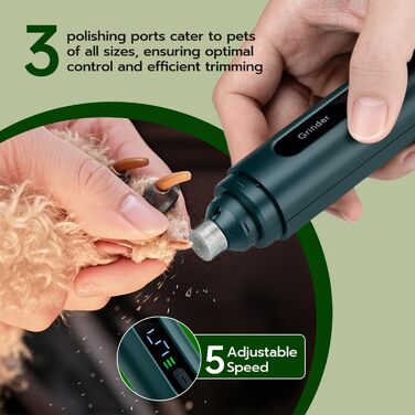 Електричний точило для собачих кігтів Tolesum з LED-підсвічуванням, тихий, перезаряджуваний, потужний для собак та котів (маленьких та середніх порід)