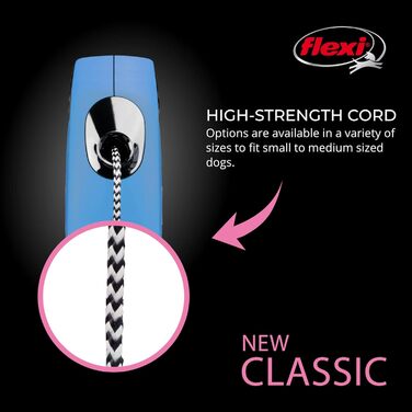 Рулетка для собак FLEXI Klassische, 4.8 м, розмір M, блакитна, до 20 кг