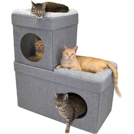Великий багатофункціональний котячий будинок Kitty City: куб, кондо, пуф, складане ліжко