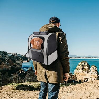 Рюкзак для собак та котів PETCUTE: зручний та дихаючий, сірий колір