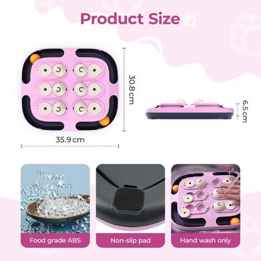 Інтерактивна іграшка для котів LACCEN 2-в-1 з м'ячиком-трекером та дозатором ласощів, пазл-іграшка для кошенят та дорослих котів, фіолетовий колір