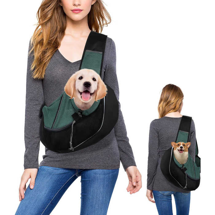 Сумка-слінг для собак NiCoLa: переноска для цуценят, чихуахуа, пуделів, бішон фрізе та котів. Ідеально для прогулянок, подорожей та відвідування ветеринара. Колір: сірий/чорний