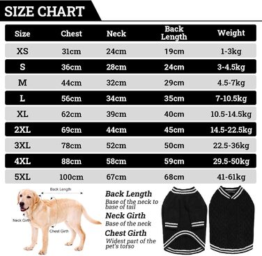 Вовняний пуловер для собак LiebeDD з V-подібним вирізом, чорного кольору, для дрібних та середніх порід, ідеально підходить для такс та грейхаундів (M)