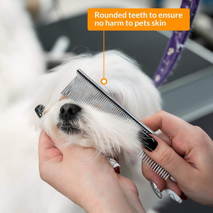 Професійний гребінець для догляду за шерстю собак та котів, нержавіюча сталь, 19,1 см
