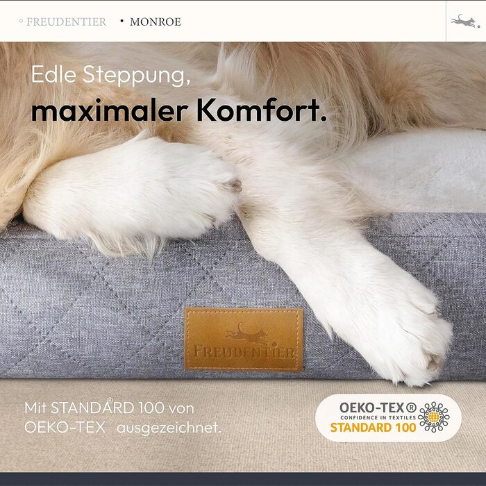 Ортопедичне ліжко для собак Freudentier® з вишуканим стеганням - Практичне, зрозуміле, сертифіковане Oeko-TEX® (M)
