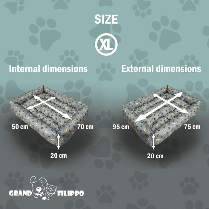 Лежанка для собак - водовідштовхувальна, для маленьких та великих собак, з неслизьким дном, корзина для собак, лежанка для собак (95x75x20, Велика лапа)
