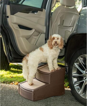 Драбина для тварин Pet Gear Easy Step II, 2 сходинки, екстраширока, до 90 кг, для собак і котів, знімний та миючий килимок, легка збірка, колір еспресо