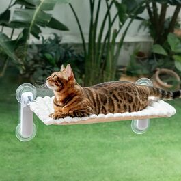 Ліжко для котів GUUSII HOME на вікно, розкладне, з присосками, 54x30 см (біле, M)