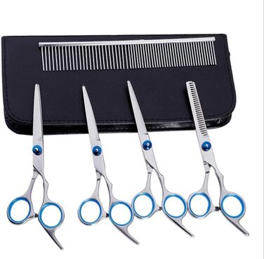 Набір для догляду за собаками CLQ: 4 ножиці з нержавіючої сталі для довгого та короткого волосся