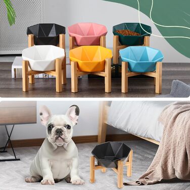 Керамічна годівниця для котів та собак на підставці, нахилена, зелена - 1 шт.