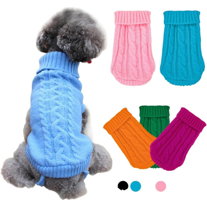 Зимовий пуловер для собак, класичний одяг для маленьких собак, цуценят, котів, в'язаний пуловер, для такс, шнауцерів (однотонний, розмір XXS (4) 0,5–1,5 кг)
