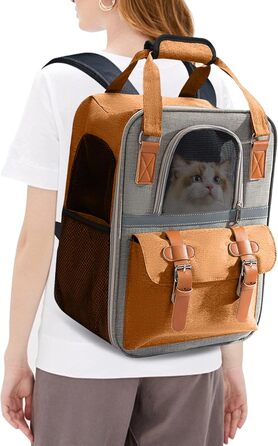 Рюкзак для собак та котів PETCUTE, дихаючий, для маленьких тварин, з відбиваючим ременем, складний, знімний килимок, внутрішній ремінь безпеки, для прогулянок, жовтий