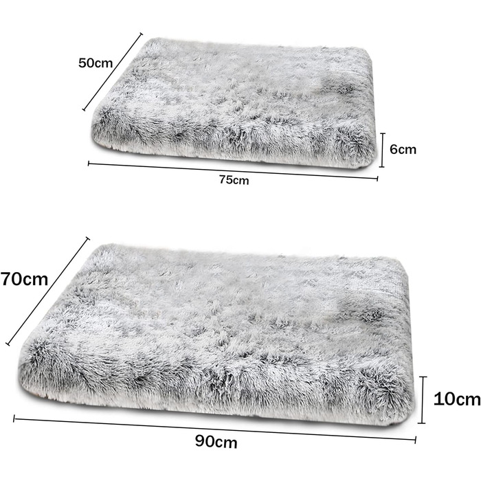 Велике собаче ліжко YAGE, миючий матеріал, ортопедичне ліжко, матрац для собачого будки, довге плюшеве ліжко, заспокійливе ліжко для собак, що бояться (L-90 см, сірий) L-90x70CM сірий