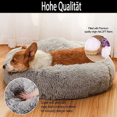 Ортопедичне ліжко для собак XXL: м'яке, овальне, з ефектом пам'яті, для великих собак (Лабрадор), антистрес, сіре, миється