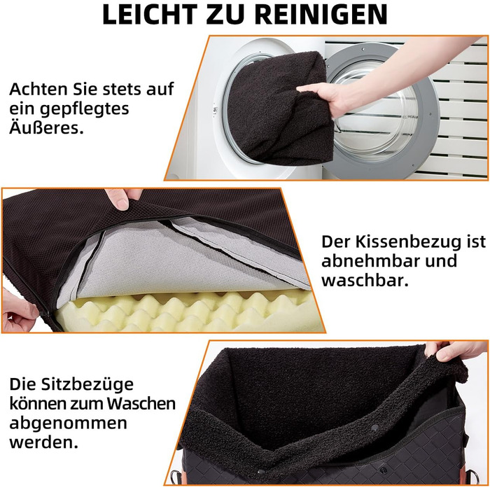 Автомобільний лежак для собак (чорний, великий) з кишенями та поворотком, підходить для собак малого та середнього розміру