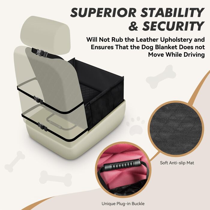 Автокрісло для собак: стабільне, безпечне, водонепроникне, чорне. Підходить для малих та середніх порід.