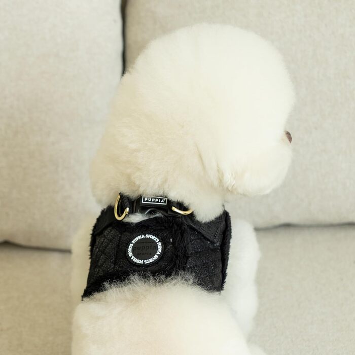 Пупа Шлейка для собак Дуглас, тепла, зимова, у візерунку ромбіків для малих та середніх собак, розмір XL (Чорний, Medium)