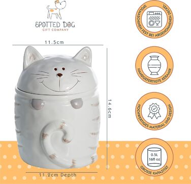 Набір керамічних контейнерів для зберігання Spotted Dog Gift Company, 2 шт. з кришкою, котячий дизайн, куховий декор, подарунок для любителів котів