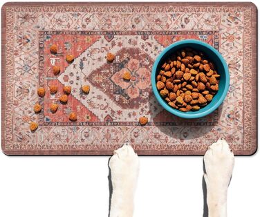 Килимок під годівницю для котів та собак, водонепроникний, 43.2 x 76.2 см, Boho, Етно, Оранжевий