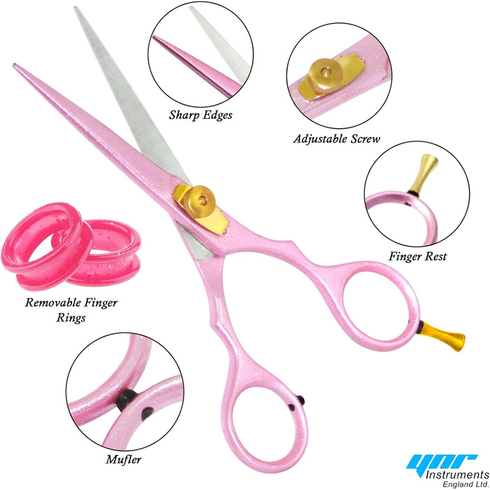 Професійний набір перукарських ножиць YNR (5,5 дюймів) – ножиці для стрижки та вирівнювання, гребінець, чохол. Підходить для чоловіків, жінок, дітей та дорослих.