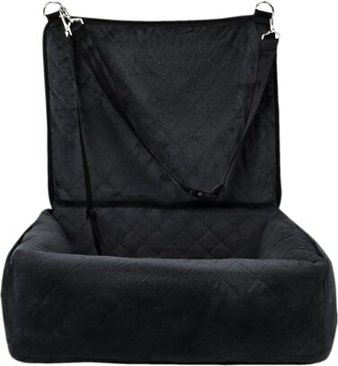 Автокрісло для собак - переносна автолюдина для цуценят | Регульоване та безпечне автокрісло для собак | Миється | З піднятою платформою | Чорний колір