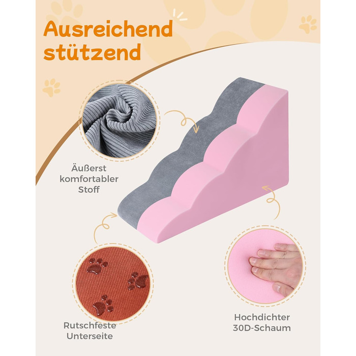 Сходинки для собак 5-ступеневі, 60 см - зручні сходи для тварин на диван та ліжко, антиковзкі, для маленьких собак та котів