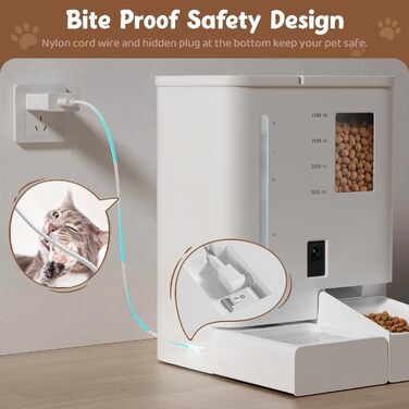 Автомат для годування котів з камерою, 5G/WiFi, 2K HD відео та нічне бачення, дозатор великого об'єму та зерна, керування через APP, контейнер для зберігання корму (для собак та котів)