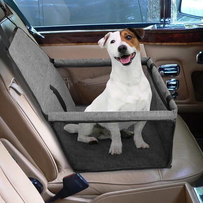 Автомобільний лежак для собак - стійкий, дихаючий, знімний, для маленьких та середніх собак, темно-сірий