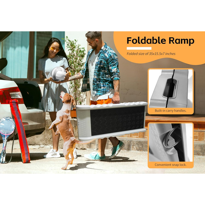 Рампа для собак PawStep 50893 – складана, з м'яким покриттям, для великих собак до 136 кг – для авто, SUV, вантажівок