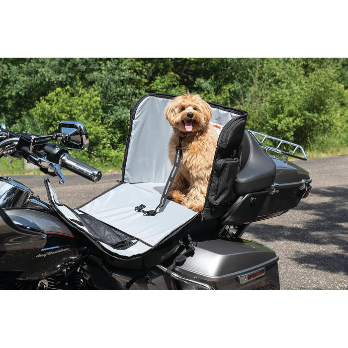 Kuryakyn Titan Pet Palace 5723 переносна транспортна будка для собак і котів, чорна, водонепроникна, зменшує нагрів, для мотоциклів, на турингове сидіння