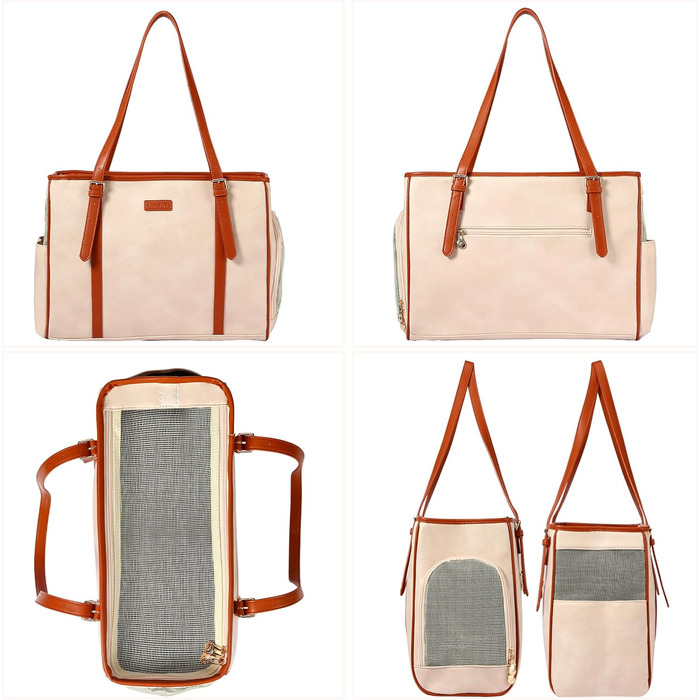 Сумка-переноска для собак Lasaviin: стильна, з натуральної шкіри, для маленьких собак, котів, цуценят, дозволена авіаперевезеннями