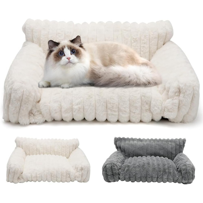 Миска-ліжко для собак і котів LOMUG 60x45x20 см, бежева. Зручне, миється, з ортопедичним ефектом, з високим бортиком. Підходить для маленьких собак та котів.