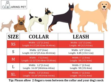 Нашийник та поводок для собак Aring Pet, нашийник та поводок, регульований нашийник для маленьких, середніх та великих собак (XS, червоний)