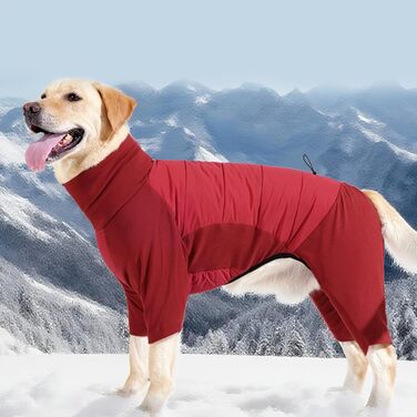 Водонепроникний зимовий одяг для собак: теплий куртка з високим коміром для маленьких, середніх та великих собак. Ідеально для кемпінгу та прогулянок на природі. Червоний колір, розмір M