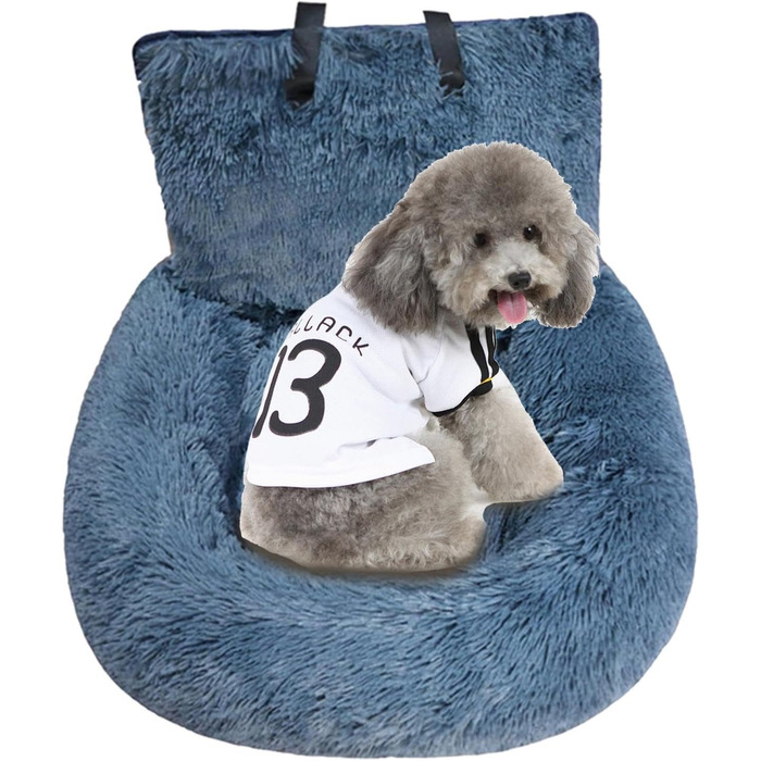 Автокрісло для собак, автоліжко для собак - знімний м'який пухнастий лежак для собак, автоліжко для собак, миється, з повідком та ременем, підходить для авто/вантажівки/SUV/пікапа, темно-сірий L