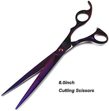 Набір професійних ножиць для грумінгу собак та котів (4 шт.): прямі, зігнуті, для стрижки та фінальної обробки. Виготовлені з нержавіючої сталі.