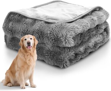 Водонепроникний плед для собак Nobleza, теплий фланелевий плед для котів та собак, 120 x 100 см, двосторонній, можна прати в машині, для диванів та ліжок, преміум якість, сірий (XL 150 x 120 см)