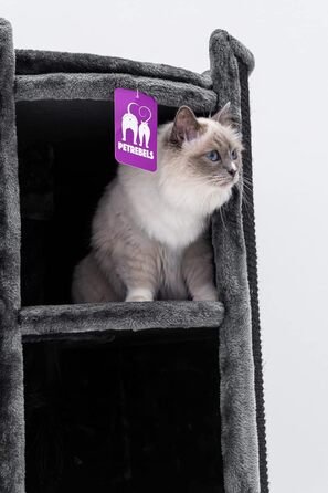 Когтеточка-бочка Petrebels Superdome XXL 120 см, преміум, для великих котів, чорна, діаметр 50 см, підвищена стійкість, дизайнерська