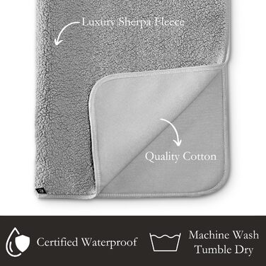 Водонепроникна лежанка для собак, флісова, розмір L, 104 x 69 см, для дивана, кімнати, авто, подорожей, сіра