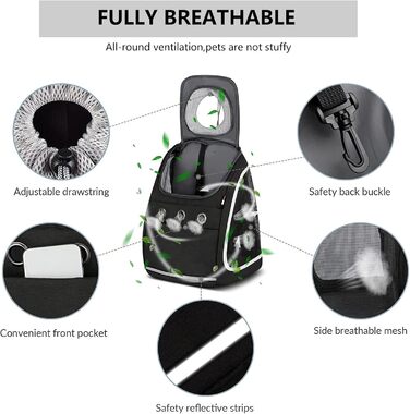 Рюкзак для собак та котів PETCUTE: зручний та практичний для подорожей, хаджінг, кемпінгу. Чорний колір.