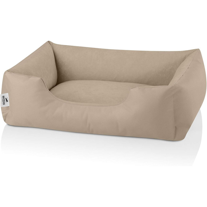 Ліжко для собак BedDog Zara, м'яке собаче ліжко з знімним та пральним чохлом, корзина для собак, диванчик для собак, для маленьких собак, S, L 55 x B 70 x H 18 см, колір пісок (NAMIB-SAND)