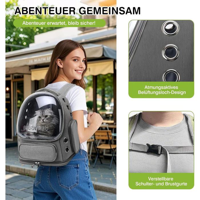 Рюкзак-переноска для котів та собак ALLSOPETS Bubble Carrier – сірий, до 7.5 кг