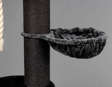 Дерев'яний кігтеточка для великих котів RHRQuality Maine Coon Sleeper Blackline Dark Grey Deluxe з товстими 15 см сизалевими стовпами